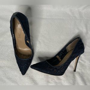 Navy blue lace heels
